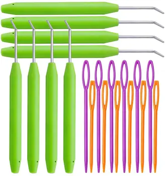 

KAOBUY 20PCS Loom Knit Hook Set, Crochet Needle Hook Kit, 8Pcs Green Knitting Loom Hook With 12 Pcs l Plastic Sewing Needles