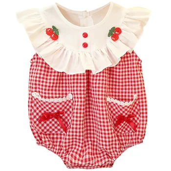 

Baby Girl Clothes Summer Strawberry Embroidery Rompers Infant Twins Sister Matching Clothing Toddler One Piece Jumpsuit Korea