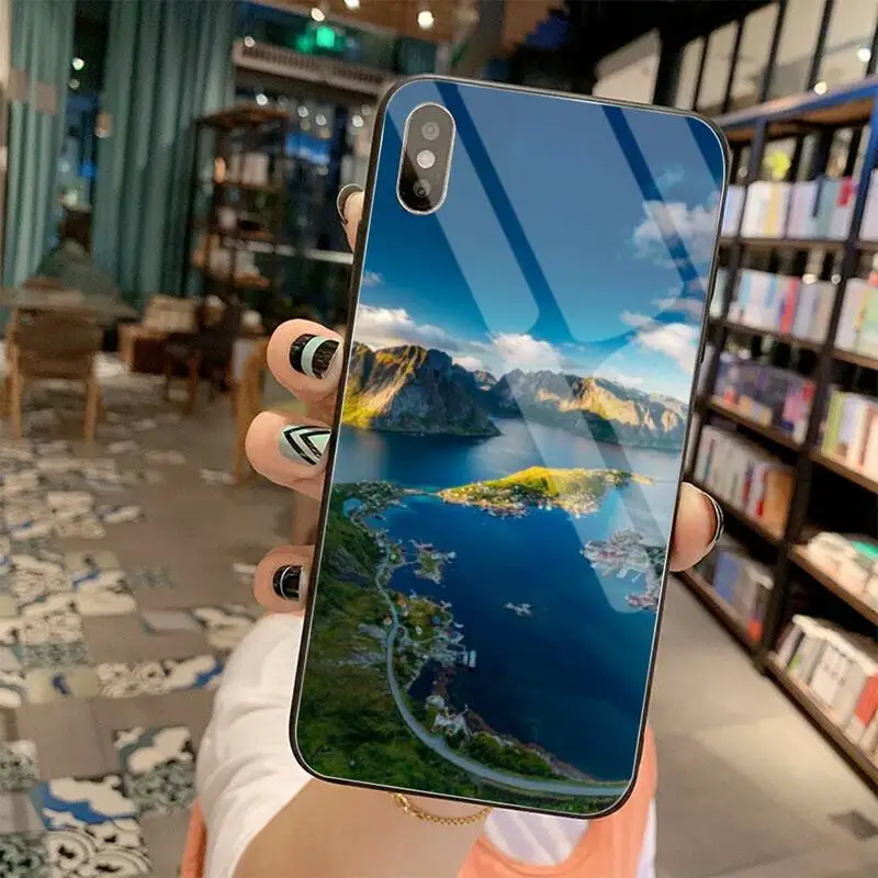 Núi Đẹp Biển Đảo Tự Làm Ốp Lưng Điện Thoại Vỏ Kính Cường Lực Cho iPhone 11 Pro XR XS MAX 8X7 6S 6 Plus SE 2020 Ốp Lưng cute phone cases