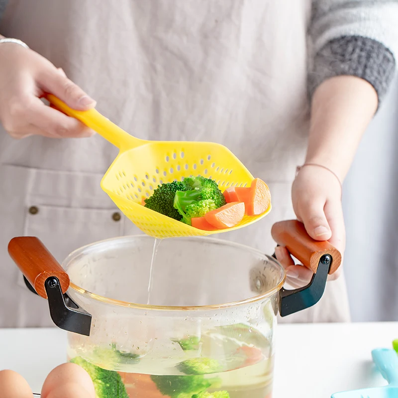Small Kitchen Utensil Gadget Accessories No-stick Drain Colanders Shovel Strainers Veggies Water Leaking Cooking Tool Supplies