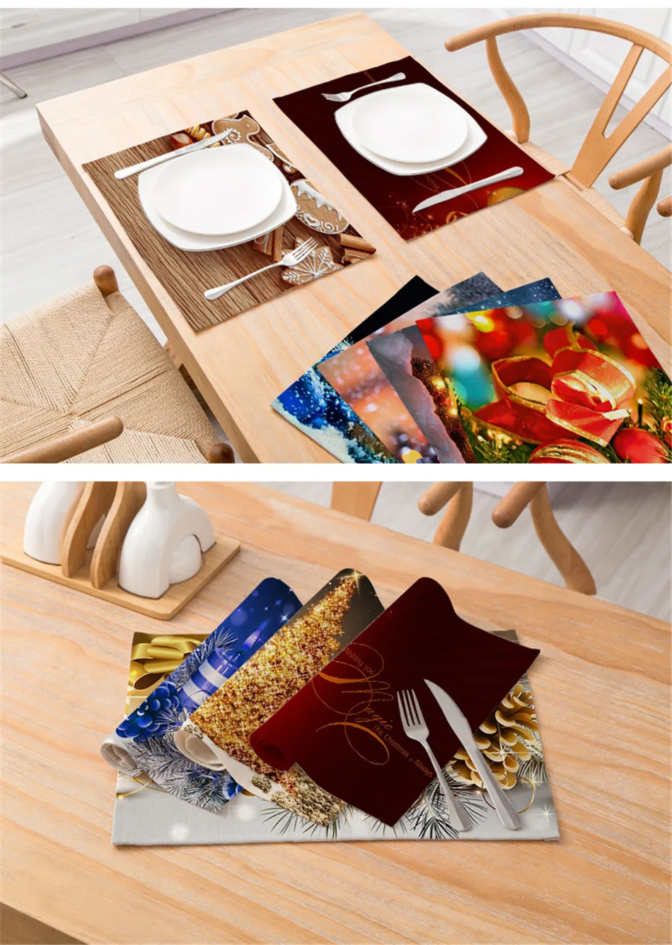 Fuwatacchi, рождественский стиль, коврик для столового стола, подставка для напитков, хлопок, лен, полиэстер