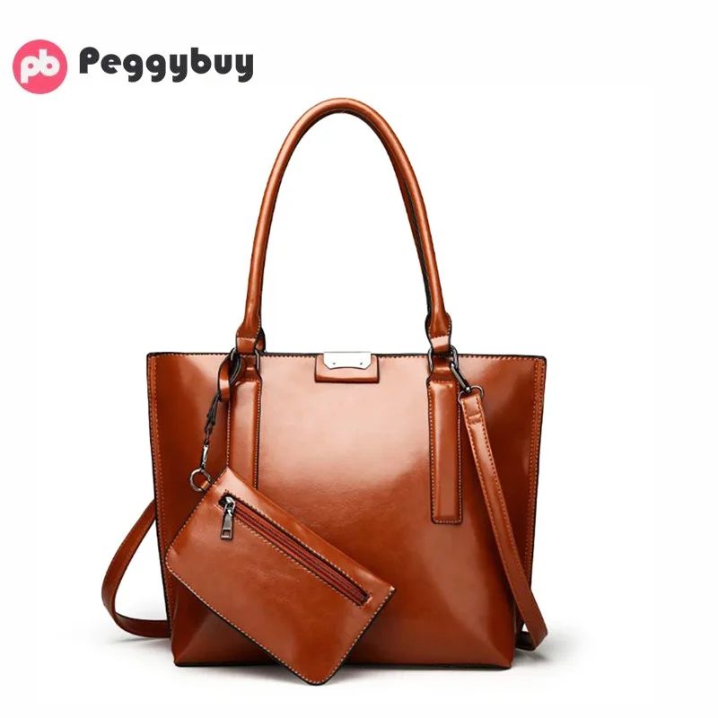 

2pcs/set Solid Color Shoulder Handbags Clutch Leather Women Crossbody Bags