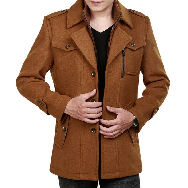 Autumn coat with pockets mens winter coat fleece jacket men winter Blends Mens Standing collar gray black lapel large size 4XL Autumn coat with pockets mens winter coat fleece jacket men winter Blends Mens Standing collar gray black lapel large size 4XL