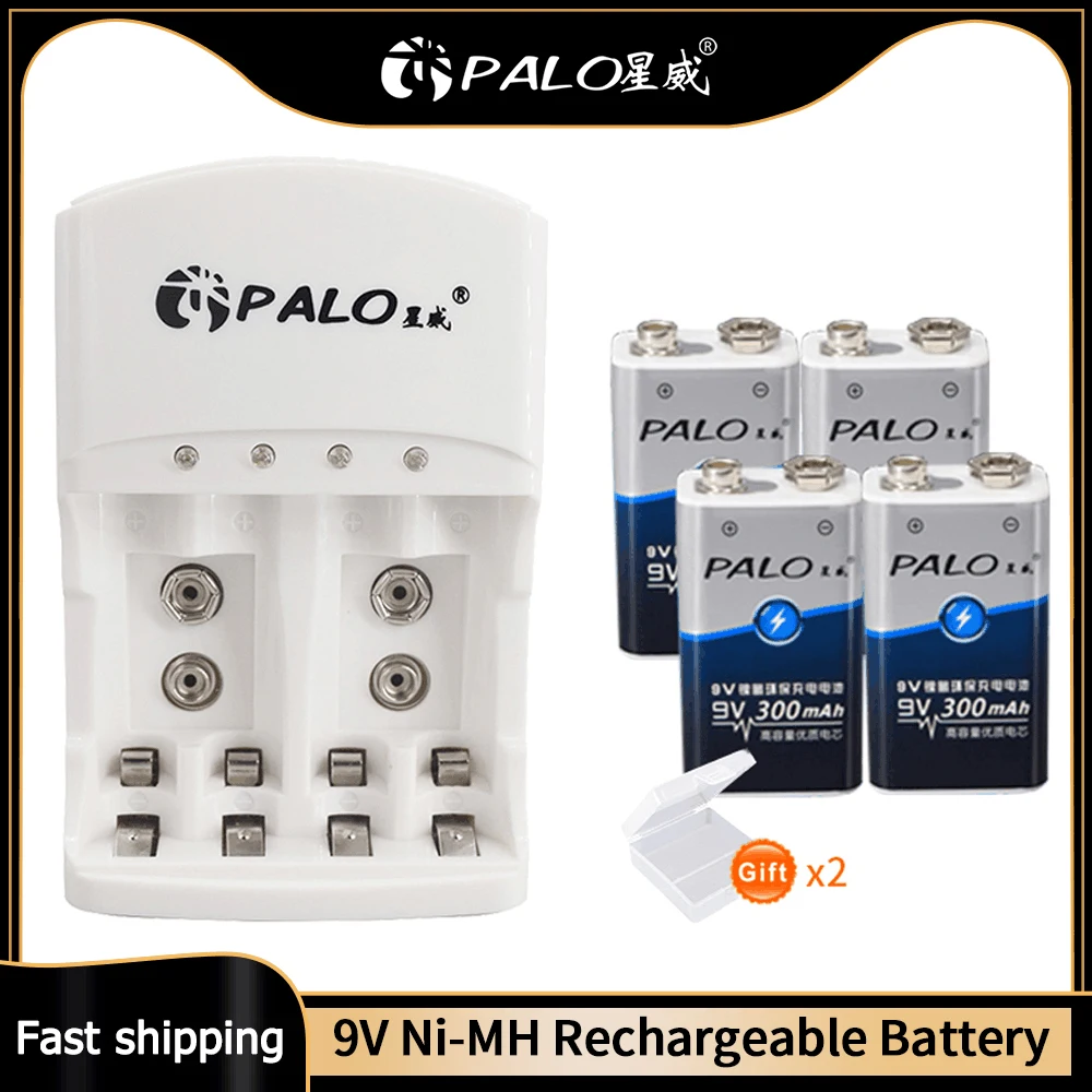 Palo 9 v li-ion bateria recarregável 9 v bateria de lítio para multímetro microfone brinquedo controle remoto ktv uso baterias carregador