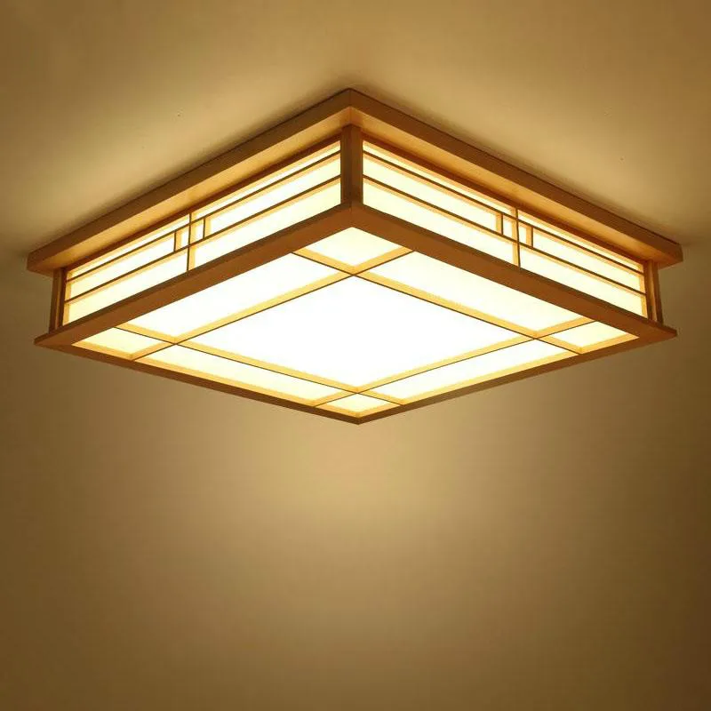LED Wood Square Tatami Ceiling Light Fixture Japanese Korean Style Lamp for Foyer Balcony Bedroom Living Room | Освещение
