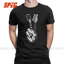 Хипстер бас гитара футболка принтер Мужская футболка хлопок Crewneck размера плюс короткий рукав Палец Гитара мужские футболки размера плюс