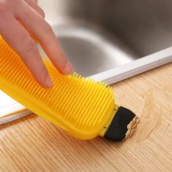 

3 In 1 Cleaning Sponge Multi-function Silicone Sponge Brush Household Cleaning Tools Scrub Scrape And Squeegee For Kitchen