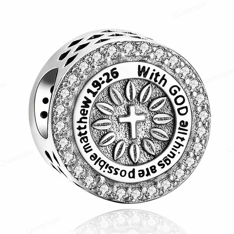 

925 Sterling Silver With God European Charms Bead Fit Pandora Bracelets Chain DIY Girl Women Pendant Charm Beads Jewelry Making