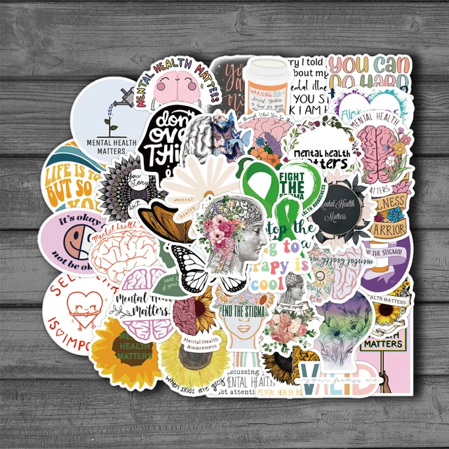 50PCS Mental Health Matters Cartoon Inspirational Girl Sticker For Kids Pvc Skateboard Luggage Case Helmet Laptop 1