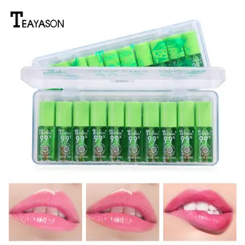 

Hallon10 sets of aloe vera discoloration lip gloss sample lipstick set water moisturizing moisture lasting moisturizing