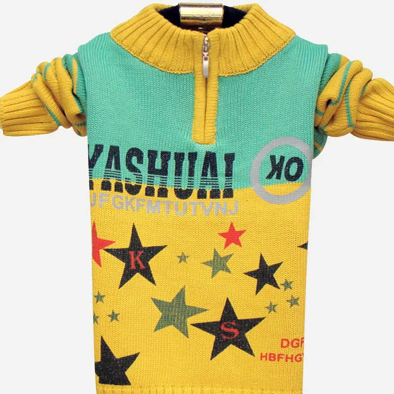 Детский свитер для мальчиков, одежда для детей, Зимний теплый детский подростковый свитер, свитер с черепашками, 3-12 лет - Цвет: star green