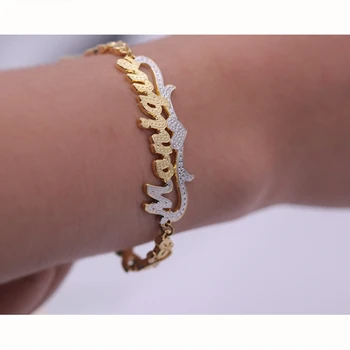 

AurolaCo Double Layer Customized Name Bracelet Two-tone Gold-plated Nameplate Fashion Personalized Bracelet