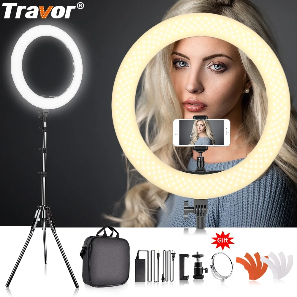  TRAVOR ring light 18 inch ring lamp 240 LED dimmble 5500K with tripod for studio photography lighti - 32879813328