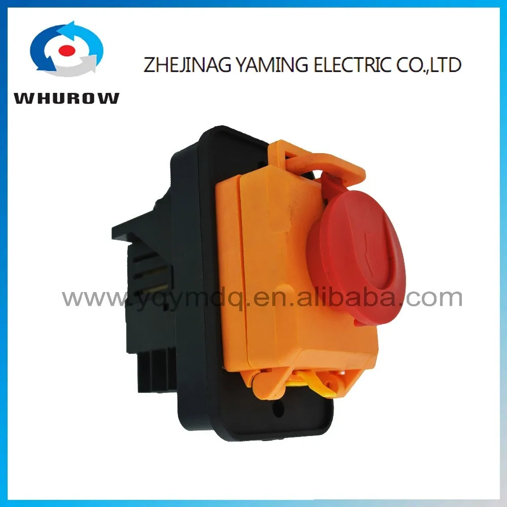 Electromagnetic switch 7 Pin On Off Push Button Protective cover Emergency stop Ignition switch 16A 230V YCZ4-A