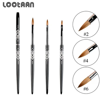 

Lootaan #2/#4/#6 Acrylic Nail Art Brush 1 Pc Kolinsky Sable Hair 3D Nail Art Pen Manicure Art Tool Nail Powder Painting Tool