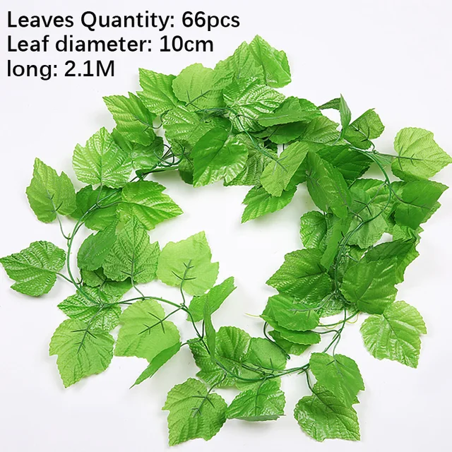 Artificial Plant Vines Wall Hanging Rattan Leaves Branches Outdoor Garden Home Decoration Plastic Fake Silk Leaf Green Plant Ivy K