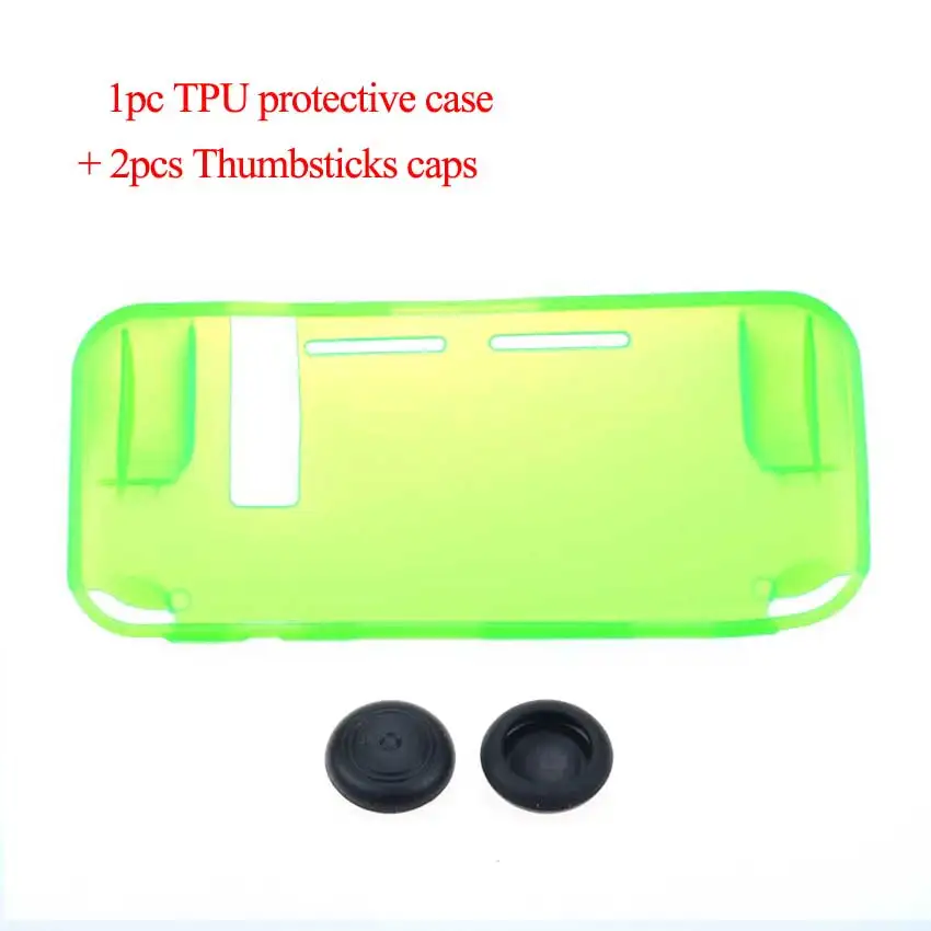 Green YuXi ТПУ защитный чехол Крышка для переключателя NAND Защита от царапин падение для переключателя NS задняя крышка из ТПУ+ ДЖОЙСТИК колпачки - Цвет: Green