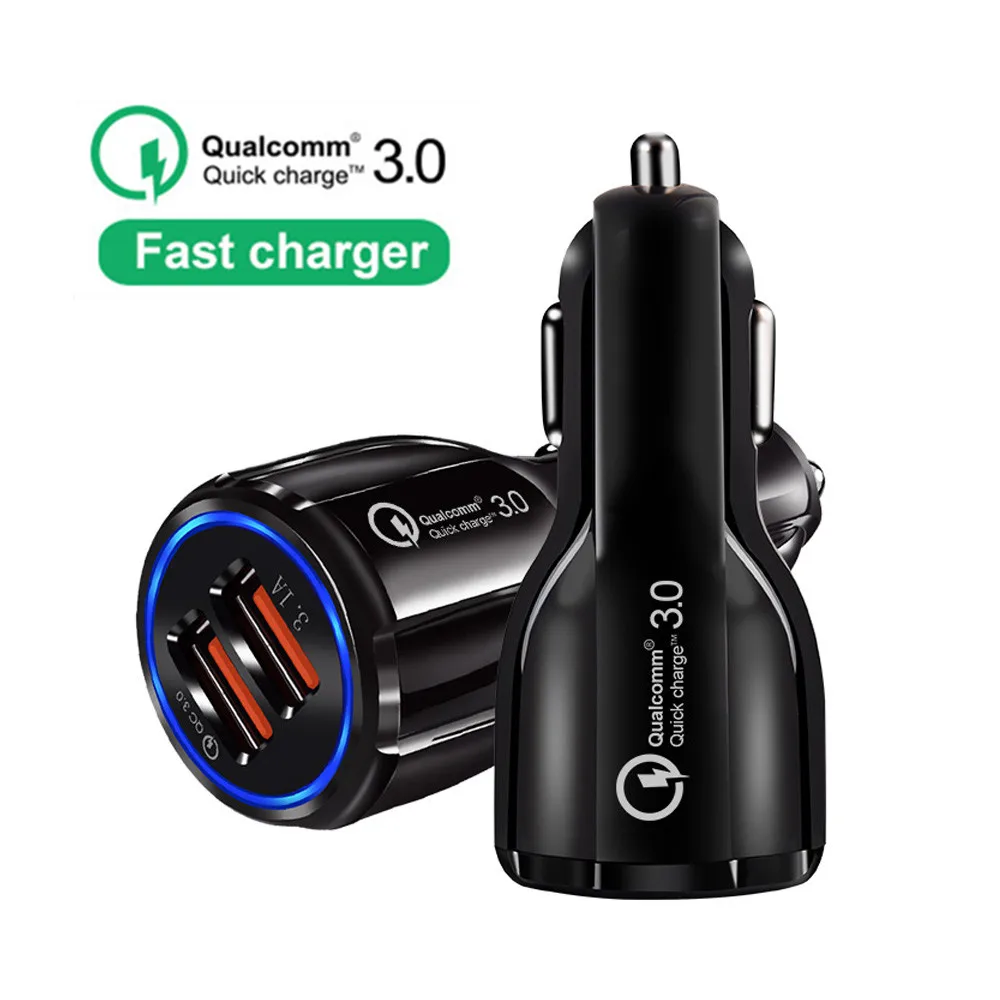 Автомобильное зарядное устройство Dual USB Quick Charge 3,0 2,0 для samsung S10 Plus QC 3,0 зарядное устройство для телефона адаптер Автомобильное зарядное устройство для Xiaomi huawei iPhone