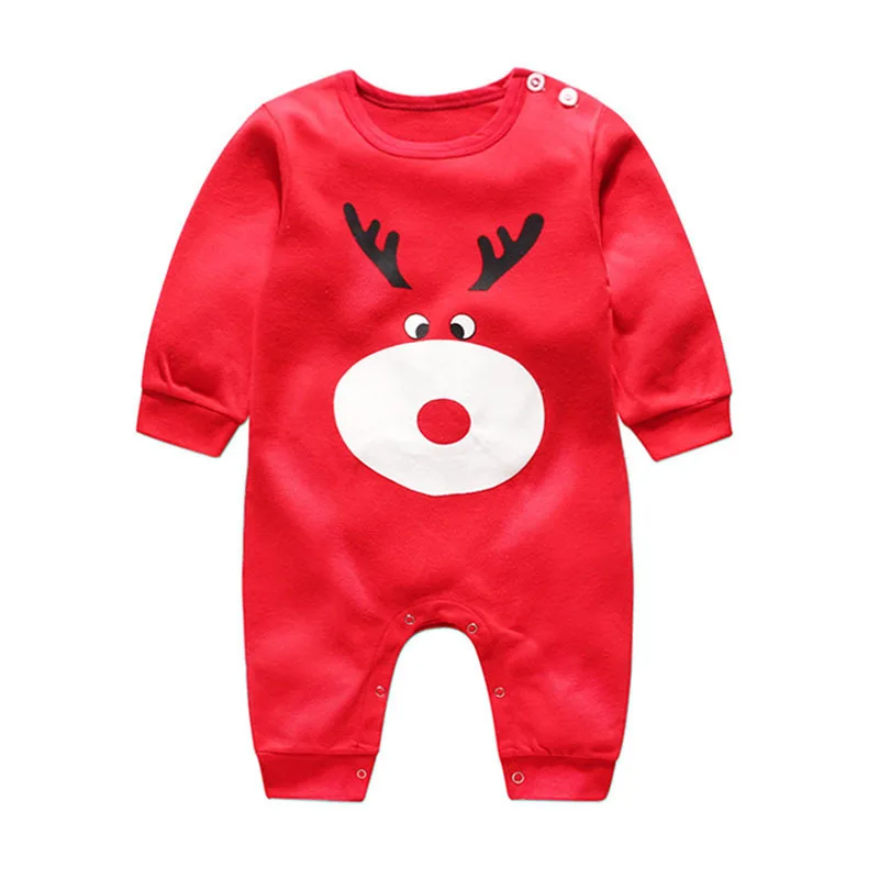 Детские комбинезоны для мальчиков и девочек; комбинезоны с длинными рукавами; комбинезоны с рисунком оленя; рождественские наряды для малышей; Милая одежда для малышей - Цвет: Red Deer