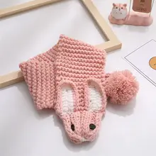 Теплые шарфы для маленьких мальчиков и девочек, шаль с рисунком милого кролика, вязаный шарф-кольцо на шею, 95AB