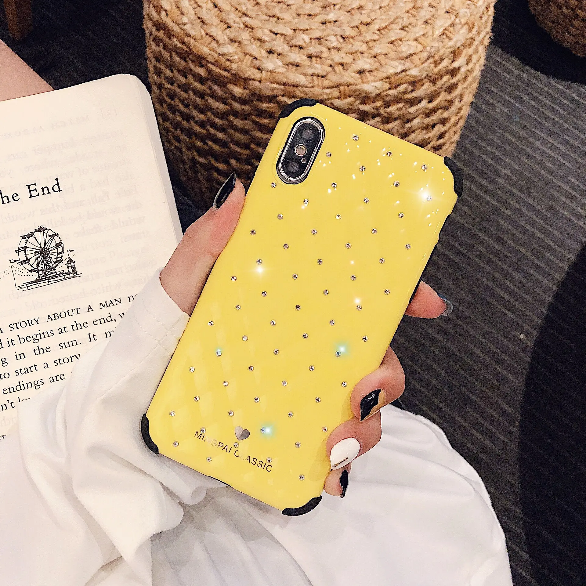Модный чехол с драгоценными камнями для телефона, чехол для iPhone X XS XR XS Max 8 7 6 6S Plus, прозрачная защитная задняя крышка ТПУ чехол - Цвет: Цвет: желтый