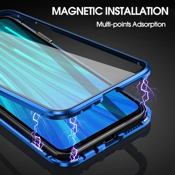 

Doublesided Magnetic 360 Full Protect Case For Xiaomi Redmi 8 8A Note 8 Pro 8T Note9s k20 K30 9T 10 9se Tempered Glass Back Cove