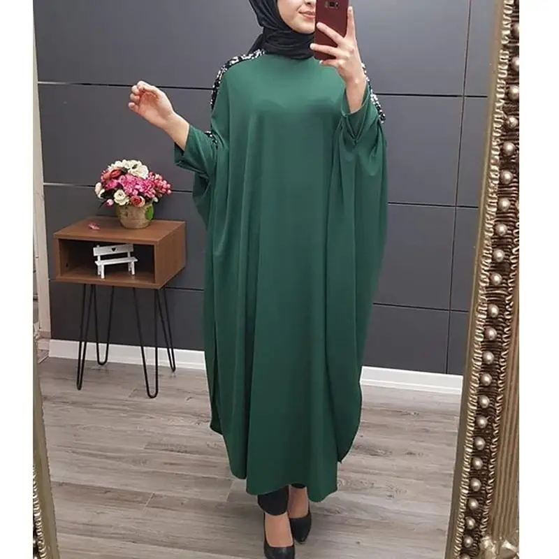 Дубай abaya Длинное Платье Макси женское мусульманское рукав "летучая мышь" кафтан свободный исламский халат арабский Vestidos Одежда jilбаб Ближний Восток