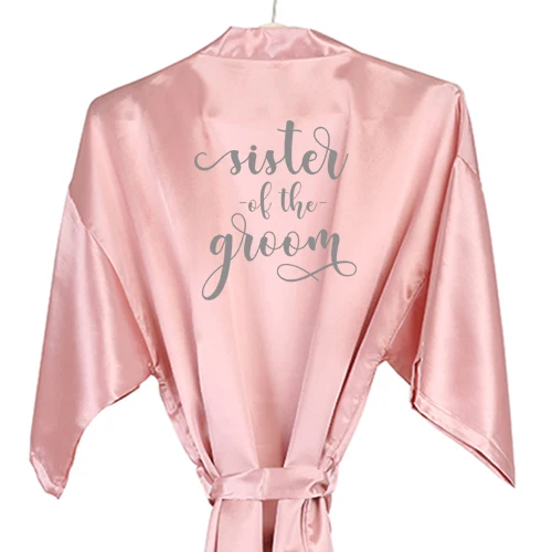 Темно-розовый халат Атласный Женский атласная сумочка для невесты косметическая сумка для макияжа подарок для помолвки свадебное кимоно для вечеринок халаты - Цвет: sister groom
