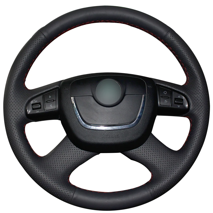 Черный чехол из натуральной кожи для Skoda Octavia a5 a 5 Superb 2012 2013|car steering wheel cover|steering