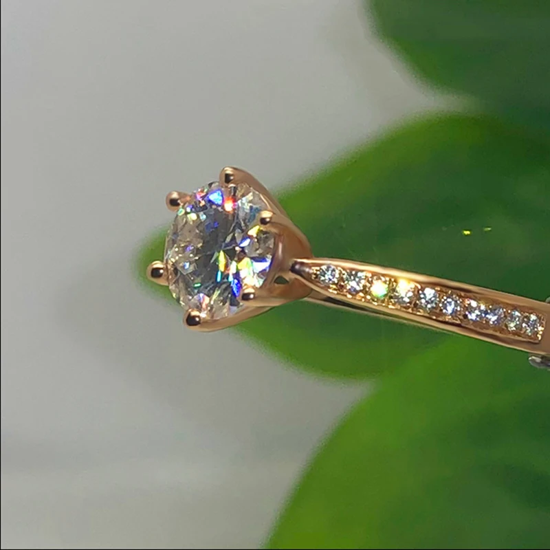 Кольцо из чистого розового золота 18 К, Муассанит, 1ct, 2ct, 3ct, классика, круглая огранка, Муассанит, бриллиант, обручальное кольцо, классика, 6 когтей