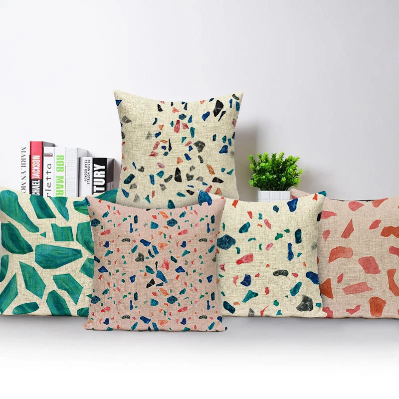 

High Quality Pillow Case Geometry Stripes Square Pillow Cover Office Home Car Chair Pillows Custom Print Cushion Covers
