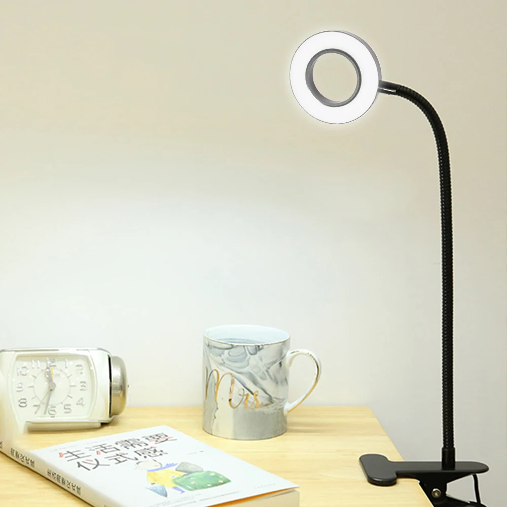 Hartisan Dimmable LED Book Light Bedroom Bedside Desk Reading Light Flexible Clip Hose USB LED Table Makeup Notebook Lamp