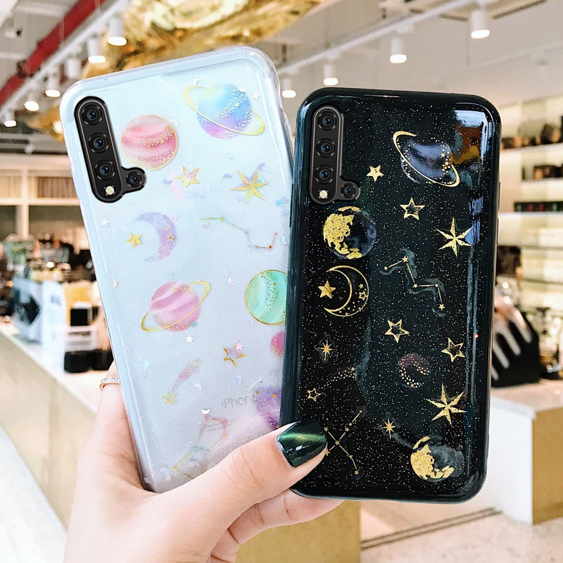 Мягкий чехол с блестками для huawei Nova 5i задняя крышка | Мобильные телефоны и