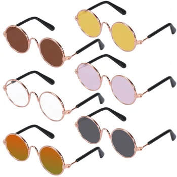 

6pcs Adorable Eyewear Glasses Practical Sunglasses Durable Glasses Funny Party Eyeglasses for Pet Cat Dog Puppy (Gold Frame Yell