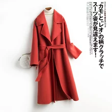 Двухстороннее кашемировое пальто средней длины, новинка, Хепберн, стильное черное большое осенне-зимнее шерстяное пальто