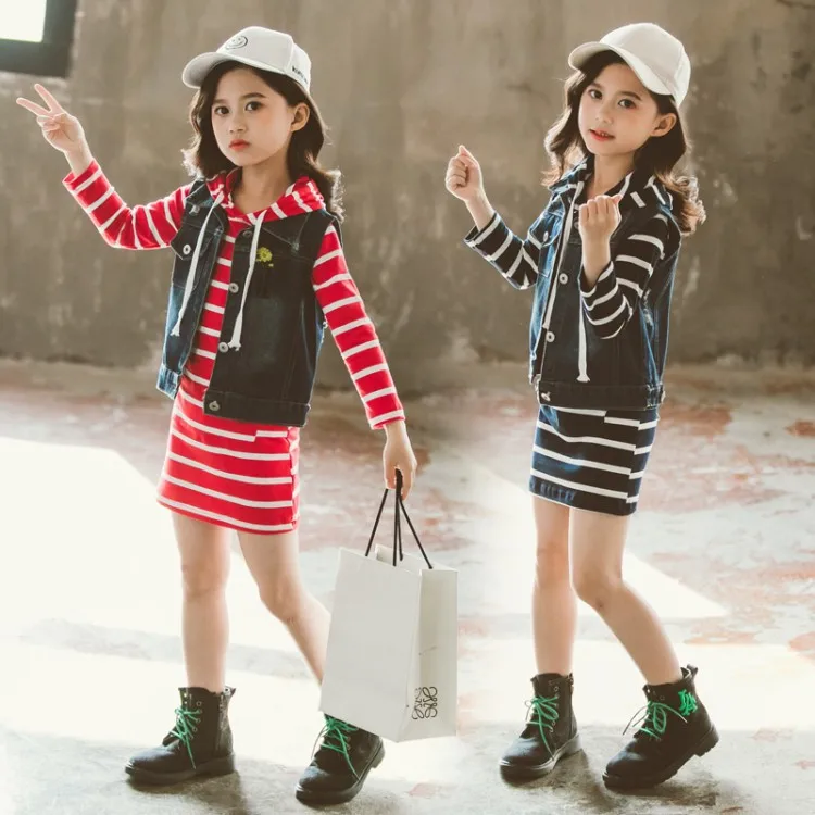 

Girls 2020 Spring Clothing Set Children Cowboy Two-Piece Set Spring And Autumn Little Girl Fashionable Clothes Big Boy Set