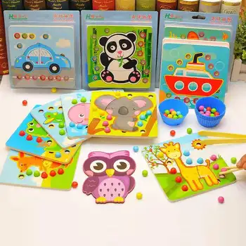 

Kids Wooden Animal Traffic Puzzle Montessori Simple Baby Early Learning Educational Puzzle Clip Beads Toys Gifts For Children