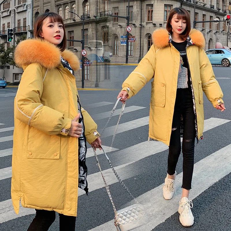 

Cotton Overcoat Women's 2019 Winter New Style Europe And America Loose-Fit Reversible Printed Cotton Coat Women's Mid-length