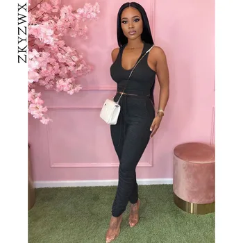 

ZKYZWX Sexy 2 Piece Set Summer Clother for Women Tracksuit Matching Sets Crop Top Ruched Pants Sweat Suits Lounge Wear Outfits