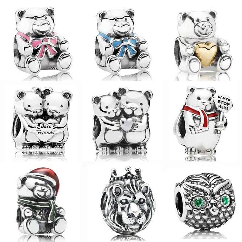 Christmas Polar Bear Best Friend Baby Boy Girl Teddy Bear Lion Charm Fit Europe Bracelet 925 Sterling Silver Bead Diy Jewelry Beads Aliexpress