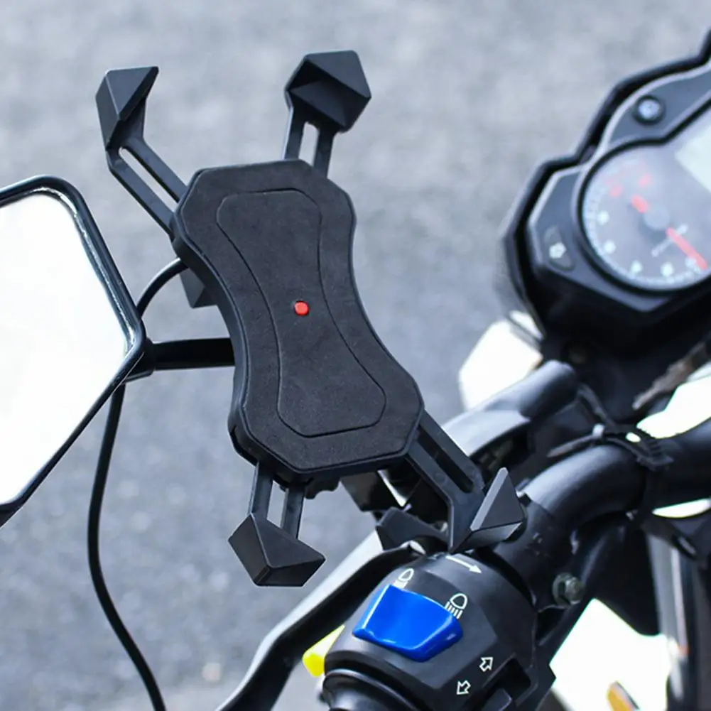 Telescopic Motorcycle Car Phone Holder Supports USB Charging Frosted Surface 360-degree Rotation Bicycle Bracket Waterproof