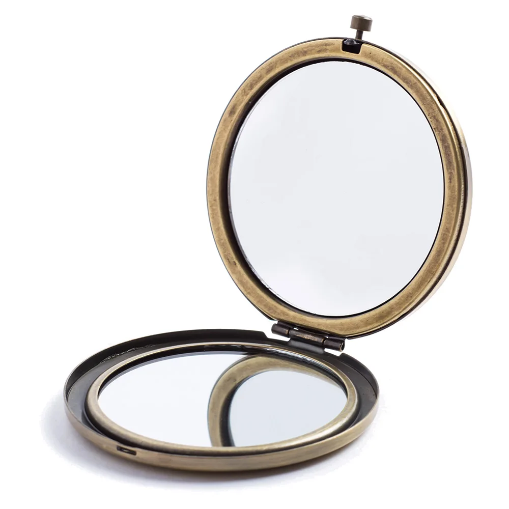 57,1 мм пустое круглое металлическое компактное зеркало, карманное зеркало для макияжа, портативное косметическое мини-зеркало для девочки, подарок, инструменты для красоты - Цвет: Coppery