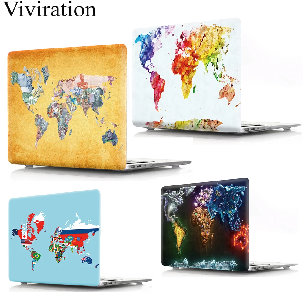 Wolrd карта ноутбука Сменный Чехол для Macbook Air Pro retina 11 12 13 15 дюймов с сенсорной панелью ПВХ жесткий чехол для Mac Book 13,3
