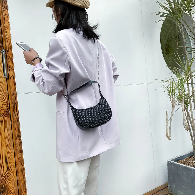 Women Luxury Shoulder Bags Diamond Hobo-bag Female Clutch Design Brand Handbag Leather PU Shiny Messenger Bag Evening Bag