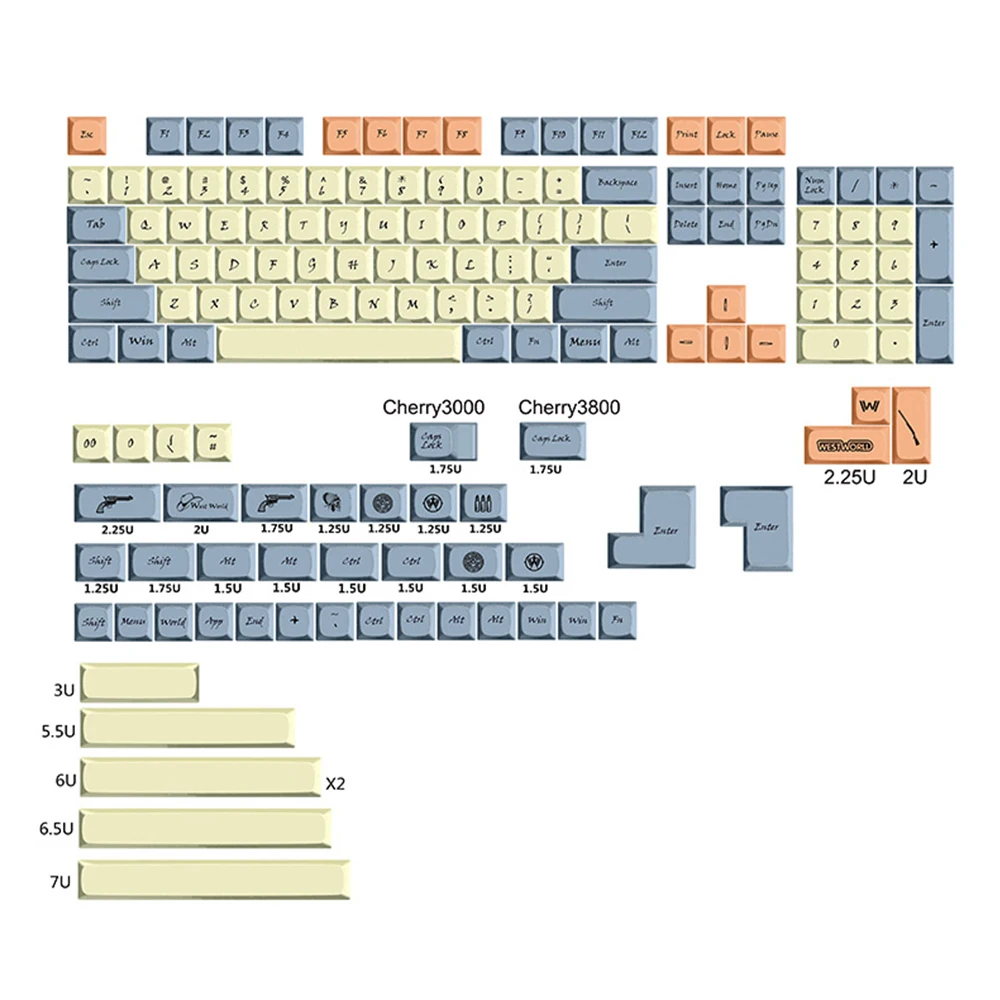 West World Design PBT Keycaps для Cherry Mx Switch механическая клавиатура 64 68 87 104 клавиши игровая