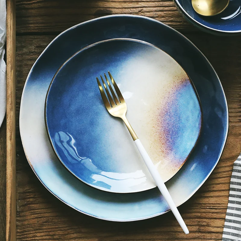 

Nordic style family creative dish plate steak plate dinner plate ins net red plate plate Western food plate Star River