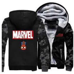 Marvel Человек-паук мужские толстовки с принтом толстые теплые повседневные толстовки брендовая мужская уличная зимняя куртка Мстители