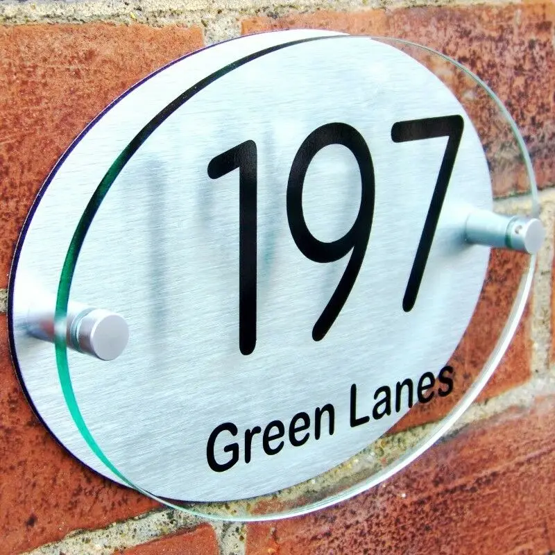 

Customize HOUSE DOOR NUMBER PLAQUE PLATE WALL GATE SIGN NAME GLASS ACRYLIC ALUMINIUM