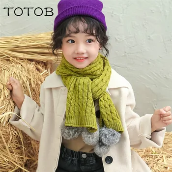 

2019 new children's wool ball wool scarf autumn and winter new fashion wild children's knitted scarf warm outdoor cold scarf