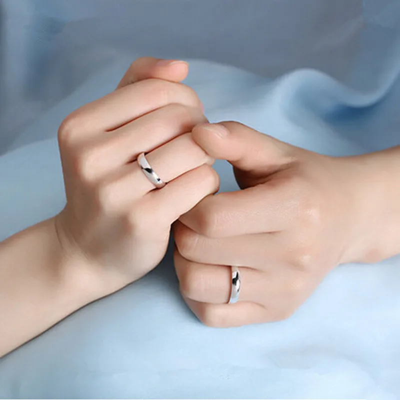 925 Sterling Silver Couples Ring Engraving Name & Date Simple Ring for Women Men Fashion Wedding Fine Jewelry Circle silver rings,silver ring,wedding rings